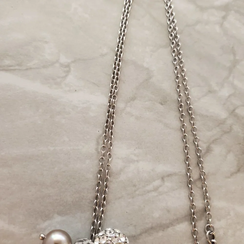 💖 J.Crew Rhinestone Crystal Pave Cluster Ball Beaded Pendant Necklace 💖